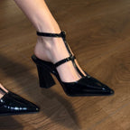 Women's Summer Pointed-Toe Block-Heel Sandals with T-Strap (2026)