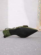 Olive green high heels women's 2026 new stiletto heel studded sandals