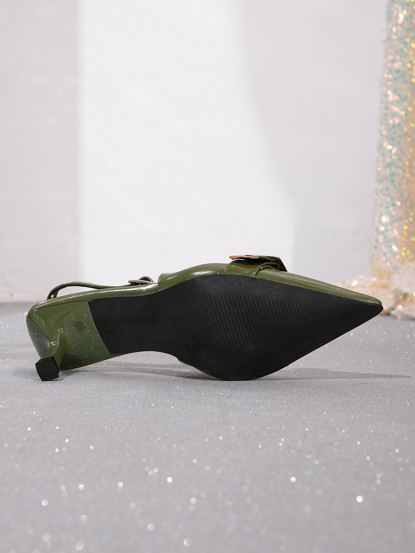 Olive green high heels women's 2026 new stiletto heel studded sandals